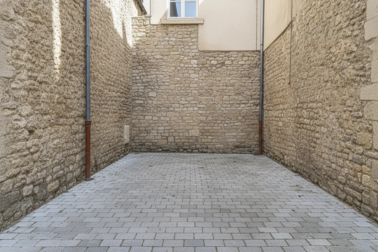 Cour propre après évacuation de déchets verts
